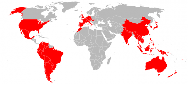 Countries of the world Dave has visited